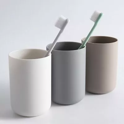 £5.01 • Buy Bathroom Tumblers Plastic Mouthwash Cup Water Mug Solid Color Toothbrush Holder