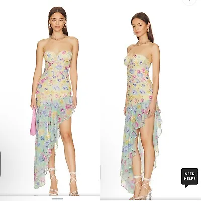 Majorelle Yelena Gown Sz S Chiffon Floral Strapless Dress  $268 Revolve NWOT • $148