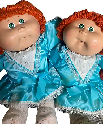 VTG 1985 Cabbage Patch Twins Kids Girls Dolls Coleco Red Hair Green Eyes Dimples • $84.99