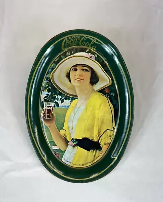 Vintage Coca Cola 1973 Printed Tin Tray Yellow Dress Lady Coca Cola Company 1920 • $19.99