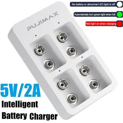 Battery Charger For 9V 6F22 Ni-MH/Ni-Cd/Li-ion Lithium Rechargeable Batteries • £6.66