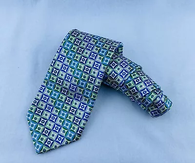 DANIEL CREMIEUX SIGNATURE COLLECTION Blue Multi  7 Fold Macclesfield Silk Tie • $45