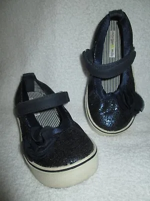 MORGAN & MILO Dazzle Mary Jane Toddler Girls Sparkly Navy Blue Shoes - Size 10 • $10