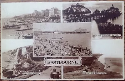 Eastbourne 1961 Pier Beach Grand Parade Beachy Head Multiview Postcard Sussex • £0.99