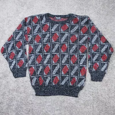 Vintage Scandia Sweater Mens Small Gray Geometric Pullover Knit Outdoor USA Made • $24.99