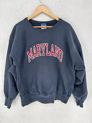 Vintage Champion Maryland Reverse Weave Sweatshirt Mens XXL 2XL Blue Terrapins • $59.99