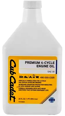 Cub Cadet SAE 30 Premium 4-Stroke Engine Oil - 20 Oz. • $10.97