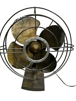 Vintage 10” Industrial Metal Desk Fan Air Line Fan By Montgomery Ward Working • $50