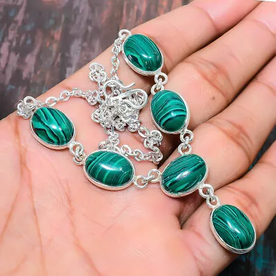 Malachite Gemstone Handmade Gift Jewelry Necklace 18  S823 • $4.99