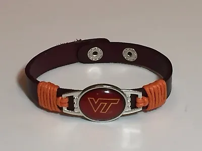 New Virginia Tech Hokies Leather Adjustable Bracelet Gift For Her Mom Him Dad • $15.95