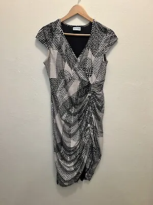 $40 • Buy Womens Maiocchi Size 12 Dress Black And Grey Pattern Cap Sleeves