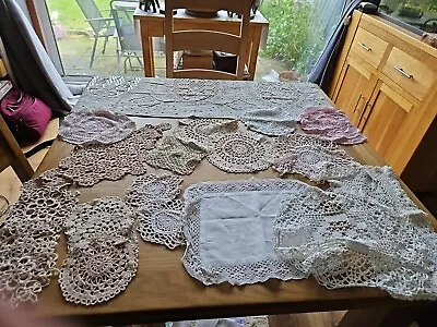 Vintage Fine Crochet Lace Cloths Mats Doily Dressing Table Bundle Of 20 Pieces • £20