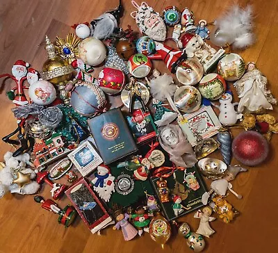 $75 • Buy Huge 90+ Vintage Ornament Lot Retro Disney Lenox Hallmark 70s 80s Wide Variety
