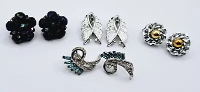 Vintage Clip On Earrings Lot Cluster Rhinestone West Germany Japan SC • $16