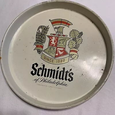 Vintage Schmidt's Beer Of Philadelphia White Round Metal Beer Advertising Tray • $15