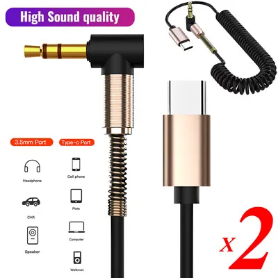 2X Type C To Aux Cable USB Type-C Male To 3.5mm Cord Car AUX Music Audio Adapter • $10.99