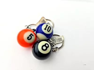 Pool Cue Balls Numbers 5 8 And 10 Keychain Lot Set (14) • $19.99