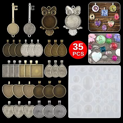 35pcs Resin Casting Silicone Molds Epoxy Pendant Mould Kit Jewelry Making Craft • $15.48