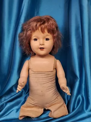 Unmarked 1940s Magic Skin 28” Doll Tlc Parts Repair Green Sleep Eyes Mohair Wig  • $65