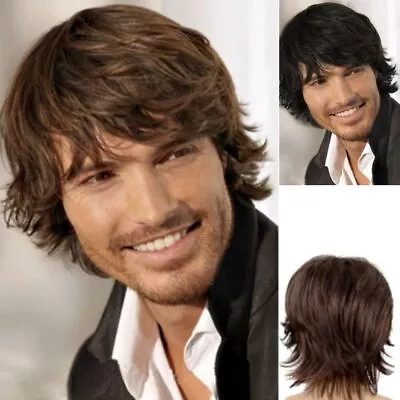 Short Head Cover Cosplay Short Hair Men's Wigs Synthetic Hair Full Curly Wig • $13.30