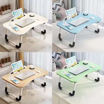 Folding Laptop Table Stand Lap Desk Bed Tray Built-In USB Port With Fan & Light • £14.94