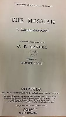 Handel: Messiah: Music Score (G5) • £6