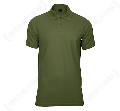 Olive Green Military POLO SHIRT - All Sizes - 100% 250g/sqm Heavy Cotton Top • £12.95