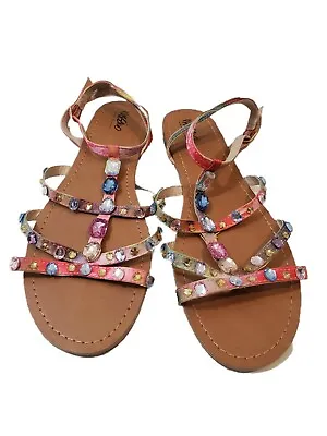 Women's Sandals Sz 11 MOSSIMO Jeweled Strappy Flat Bling  • $6.50