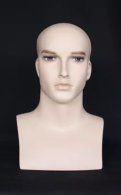 16 In H Male Mannequin Head Bust Display Mannequin Skintone Face Makeup MH7FT • $94.99