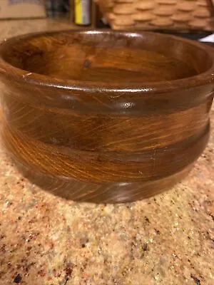 Vintage Mid-Century Treenware Tricolor Lathe Turned Wood Bowl Hand Crafted 7x4 • $24