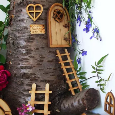 House Wooden Craft Dollhouse Garden Micro Landscape Miniature Fairy Elf Door • £3.13