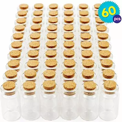 £12.99 • Buy 60 X Mini Glass Bottles Jars Cork Stopper Vial Wedding Party Favour Decoration