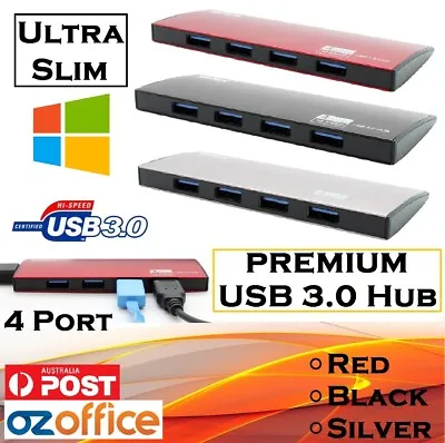 PREMIUM Ultra Slim USB 3.0 Hub 4 Port Portable USB Hub 3.0 2.0 For Windows PC • $14.95