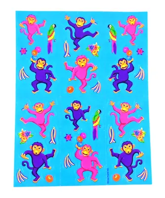 Lisa Frank Vintage Bananigans Macaws Monkey Jungle Sticker Sheet 6  X 4  S388 • $110