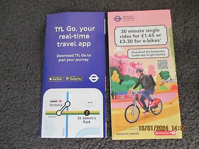 2 Different New London Tube Map December 2023 With Santander Cycles & Real Time • £1