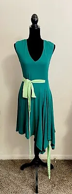 Vionnet Paris Size 40 Asymmetric Jersey Dress Emerald Green Made In Italy • $49.99