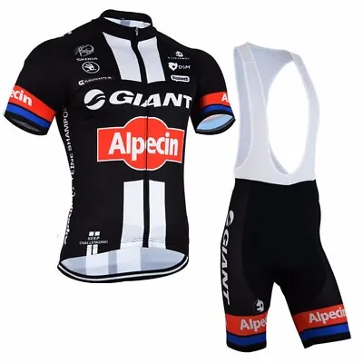 Giant Alpecin Cycling Kit Clothing Short Sleeve Jersey Padded Gel Bib Shorts • $48.99