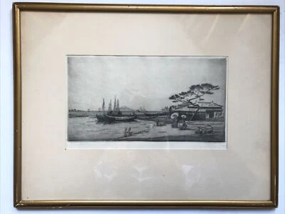 £249.99 • Buy Antique Robert W Allan Mount Fujiyama Japanese Geisha Etching Engraving ? Signed