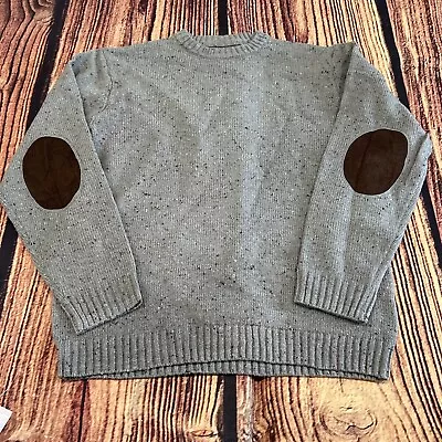 NEW Line Of Trade Men’s L Wool Starboard Donegal Sweater Ash Gray Elbow Patch • $19.99