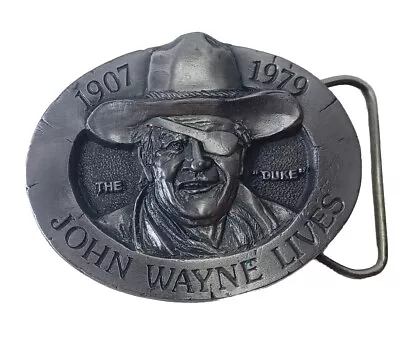 John Wayne Lives The Duke Masterpiece Collection Belt Buckle Vintage USA #BA 172 • $15.99