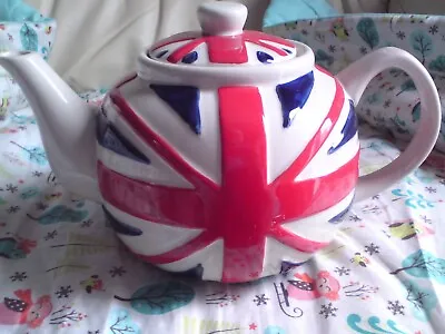 Union Jack Teapot Ceramic Teapot England EmbossedVGC. • £25.99