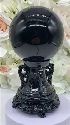 Black Obsidian 1.2kg Large Shpere 9.8cm Crystal Ball With Stand ￼ • £75