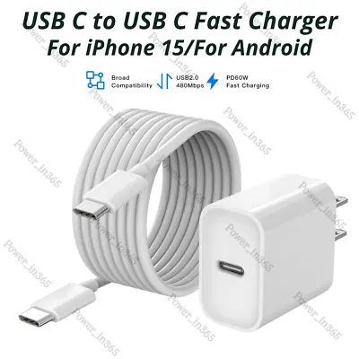 20W PD Power Adapter Block USB C Type C Fast Charger Cable For Android IPhone 15 • $9.65