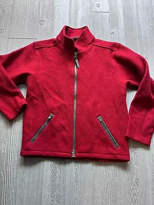 Vintage IBEX heavy RED Jacket Full Zip USA MADE Full Zip Front Pockets Warm Wool • $42.49