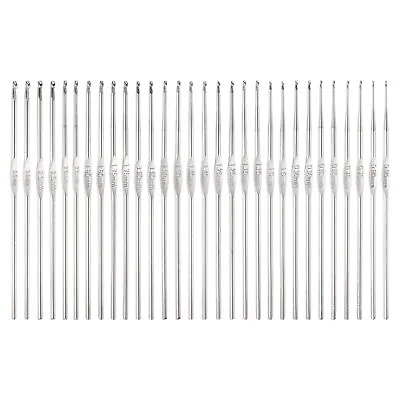 Stainless Steel Crochet Hook Set 0.6mm-3mm Knitting Needles 30Pcs • $12.83