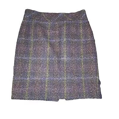 J Crew Wool Grey Plaid Pencil Skirt Size 4 Lined And Zipped • $11