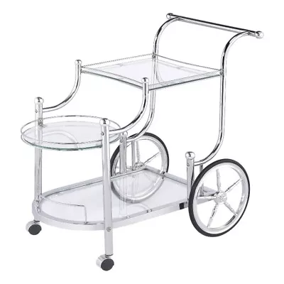 Coaster Sarandon 3-tier Contemporary Metal Serving Cart In Chrome And Clear • $102.95