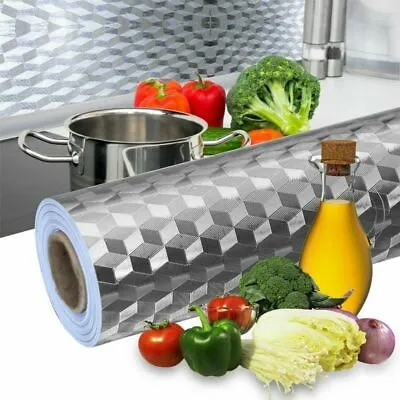 £6.69 • Buy 10M Oil Proof Kitchen Stickers Self Adhesive Waterproof Aluminum Foil Wallpaper