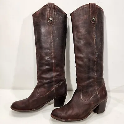 Frye Carson Lug Boots Sz. 9B Brown Leather Knee High Women Riding Boots 76575 • $87.99