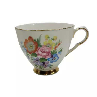 Vintage Old Royal Bone China Bouquet Floral Gold-Rimmed Decorative Tea Cup Only • $12.04